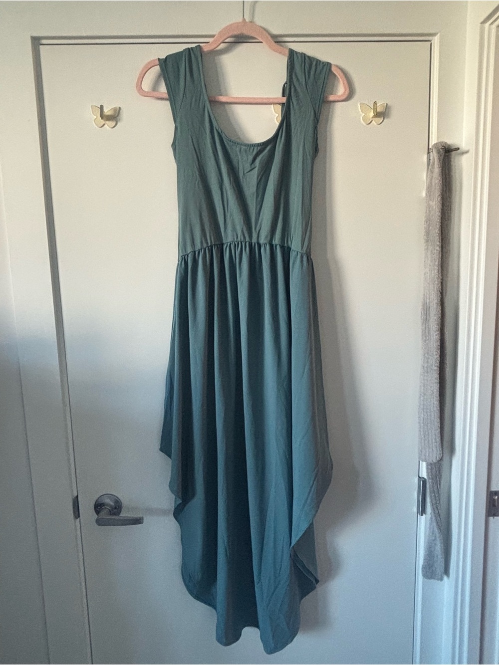 HALARA Teal Asymmetrical Sleeveless High-Low Dress